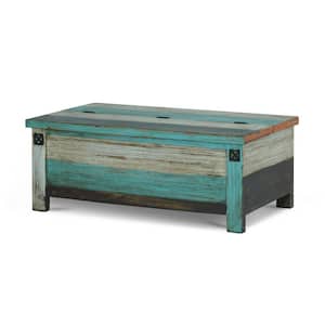 Bellomy 45 in. Distressed Multicolored Rectangle Wood Top Coffee Table with Storage