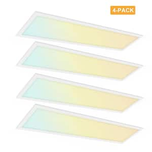 1 ft. x 4 ft. 4400 Lumens Dimmable White CCT and Wattage Selectable Integrated LED Back-Lit Flat Panel-Light (4-Pack)