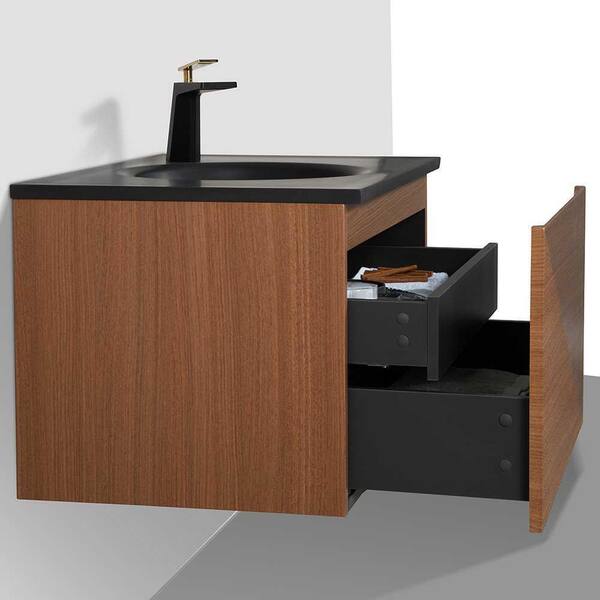 Medicine Cabinet Bergen 36-inch Matte Black/Whitewash Oak