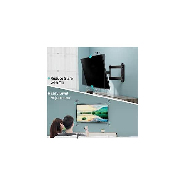 Full Motion TV Wall Mount For 26-65" TVs Up To 88 Lbs – Extends 19", Swivels 180°, Tilts, Single Stud Design, VESA 400x400