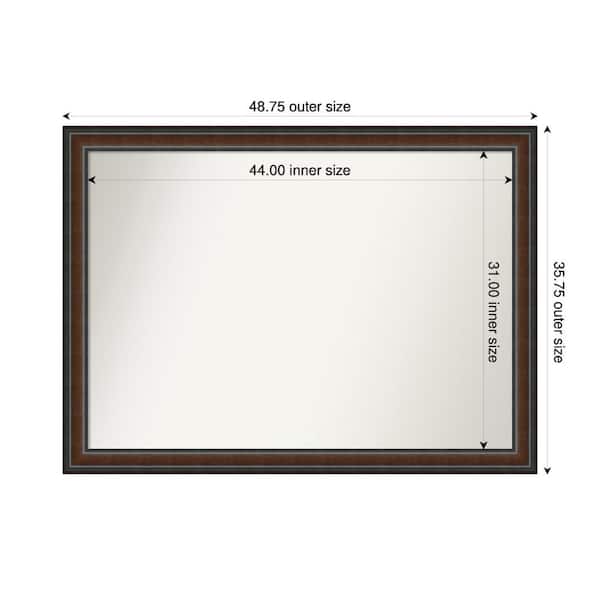 Amanti Art Cyprus Walnut 48.75 in. x 35.75 in. Custom Non-Beveled Wood Framed Bathroom Vantiy Wall Mirror