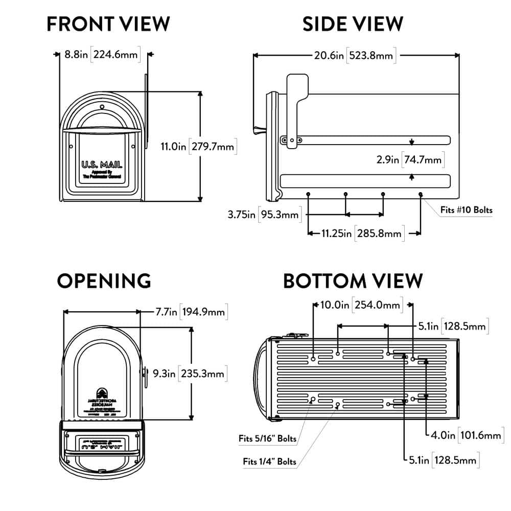 Mapleton Large Rubbed Bronze Steel Post Mount Mailbox