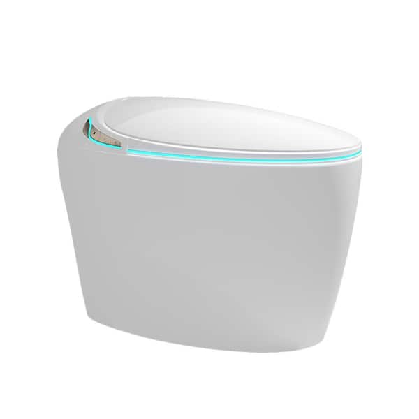 Elongated Bidet Toilet 1.28 GPF in White with Auto Open/Close Seat, Foot Sensor, Warm Water and Dryer