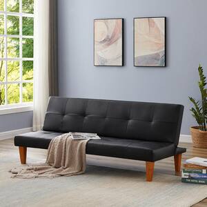 Blue Modern 3 seater click clack Mechanism couch sofa sleeper with Removable Arm Pads PALDIN Linen Fabric Sofa Bed Recliner 