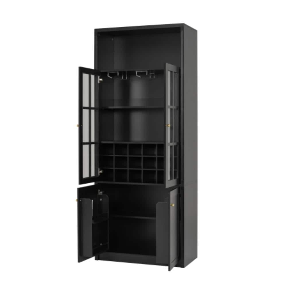 31.5 in. W x 15.75 in. D x 78.74 in. H Bathroom Black Linen Cabinet with Adjustable Cabinet price history on PriceWatchPro