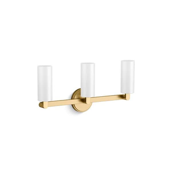 Crue 3-Light Brushed Moderne Brass Wall Sconce