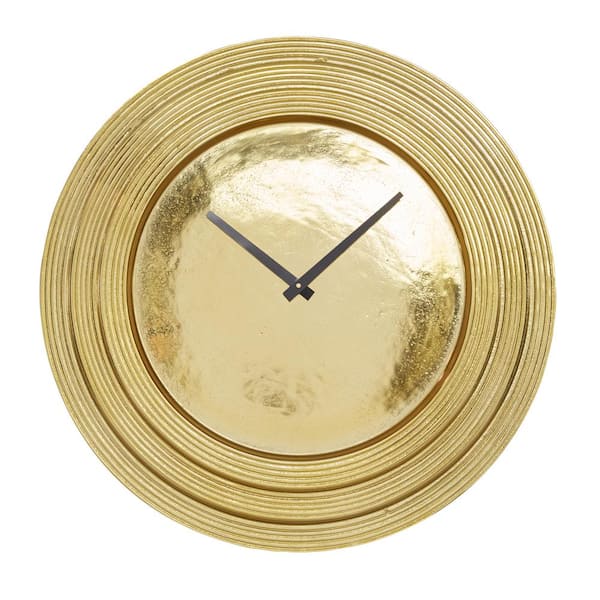 Litton Lane 24 in. x 24 in. Gold Aluminum Metal Wall Clock