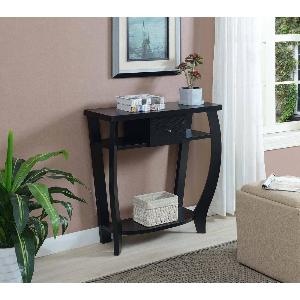 Dorchester Black Woodgrain Console Table with Drawer Storage