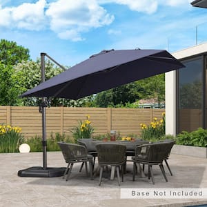 10 ft. Square Outdoor Patio Cantilever Umbrella Aluminum Offset 360° Rotation Umbrella in Navy Blue