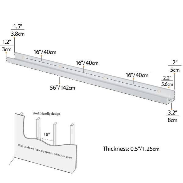 56 in. W x 2 in. D Modern Wall Mount Floating Shelves Long Narrow Picture Ledge (Set of 2) Decorative Wall Shelf