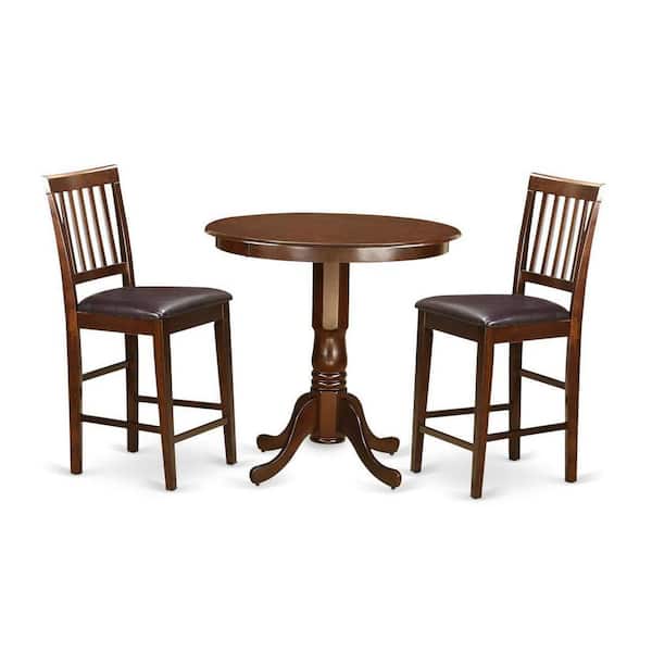East West Furniture 3-Piece Mahogany Finish Solid Wood Top - Dining Room Set - Seats 4