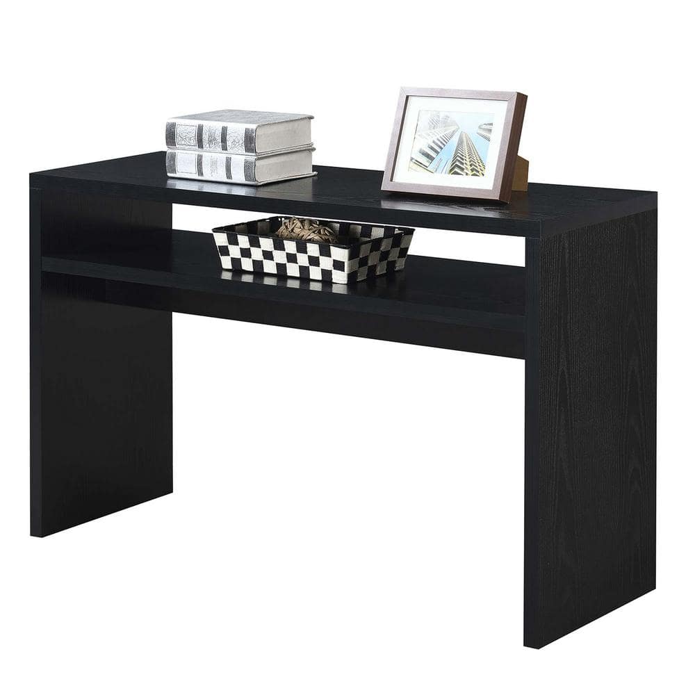Northfield Deluxe 48" Black Wood and Glass Console Table with Storage