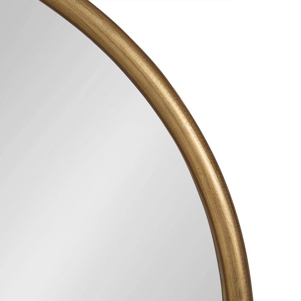 Gold Arched Metal Wall Mirror with Shelf