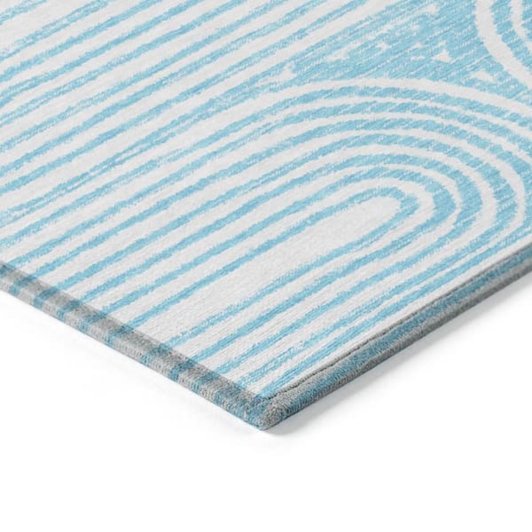 Teal 5 ft. x 8 ft. Woven Abstract Rectangle Indoor/Outdoor Area Rug