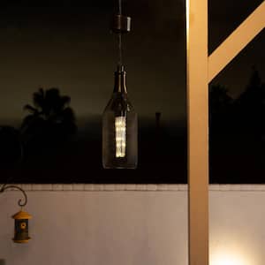 13 in. Tall Black Hanging Solar Powered LED Outdoor Mesh Lantern with Lights