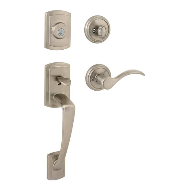 Baldwin Prestige Nautica Single Cylinder Satin Nickel Door Handleset with Tobin Door Handle Featuring SmartKey Security