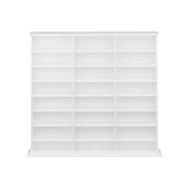 Prepac Triple Width White Media Storage Display Cabinet 8.75 in. D