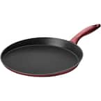 11 in. Titanium Coated Aluminum Non-Stick Crepe Frying Pan in Red