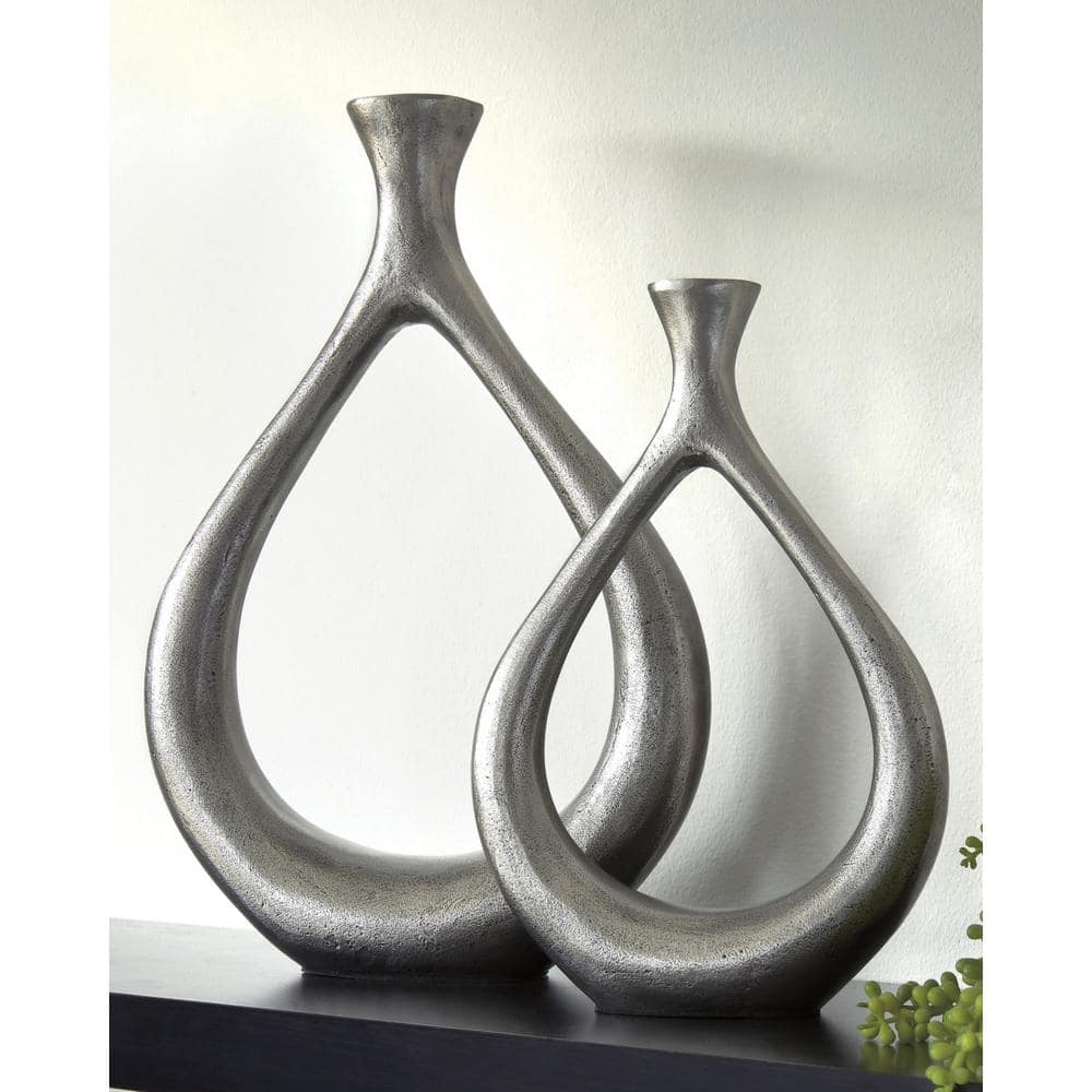 Dimaia Dark Gray Metal Teardrop Vase Set
