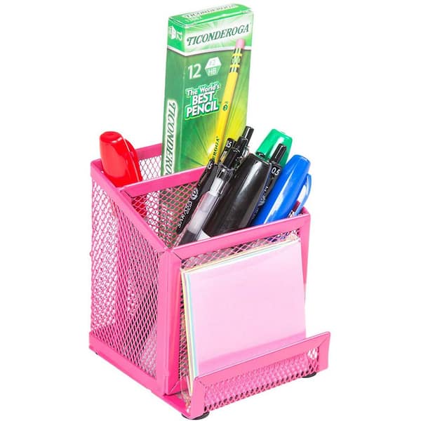 Pink Gingham Single Pen Holder for Notebook, Planner Pen Holder