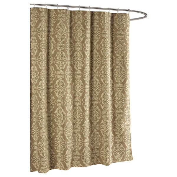 Creative Home Ideas Adisson Printed Cotton Blend 72 in. W x 72 in. L Soft Fabric Shower Curtain Taupe