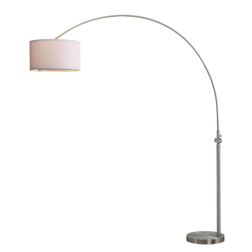 Ascella Nickel 86" Contemporary Arc Floor Lamp with White Shade