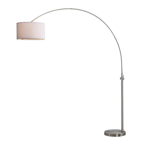 SAFAVIEH Ascella 86 in. Nickel Arc Floor Lamp with Off-White Shade