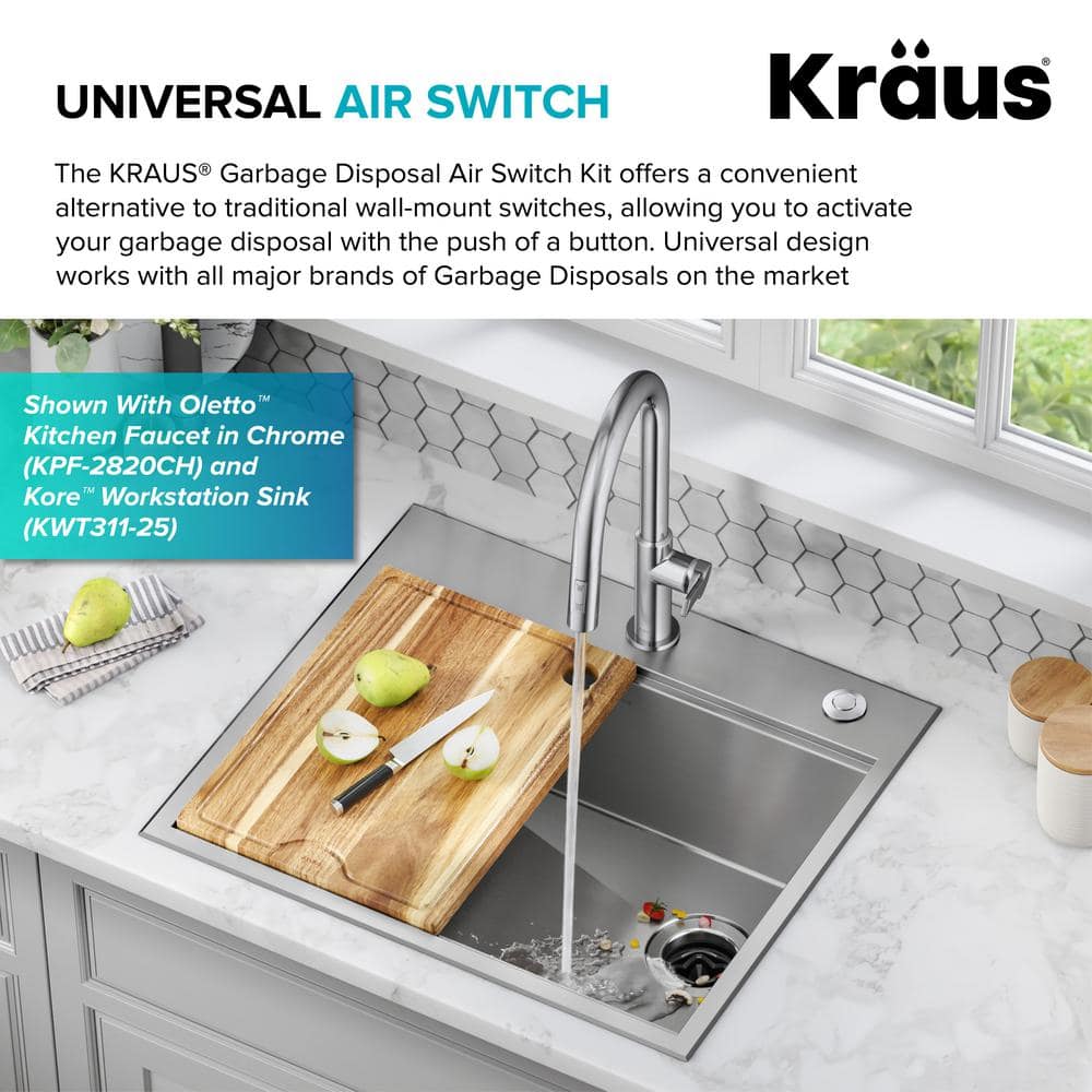 Matte Black Garbage Disposal Air Switch Kit with Push Button