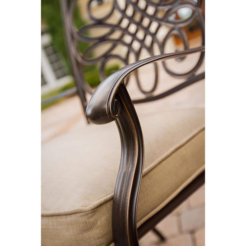 Hanover Traditions 11-Piece Aluminum Outdoor Dining Set with Tan Cushions
