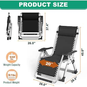 Premium Textilene Fabric Zero Gravity Chair, Folding Portable Patio Lounger with Pearl Cotton Pad, Cup Holder, Headrest