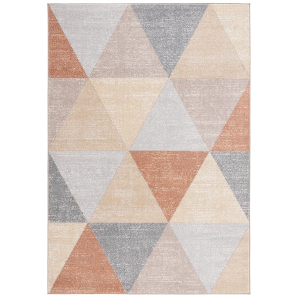 SAFAVIEH Phoenix 8 ft. x 10 ft. Gray/Rust Geometric Triangle Area Rug ...
