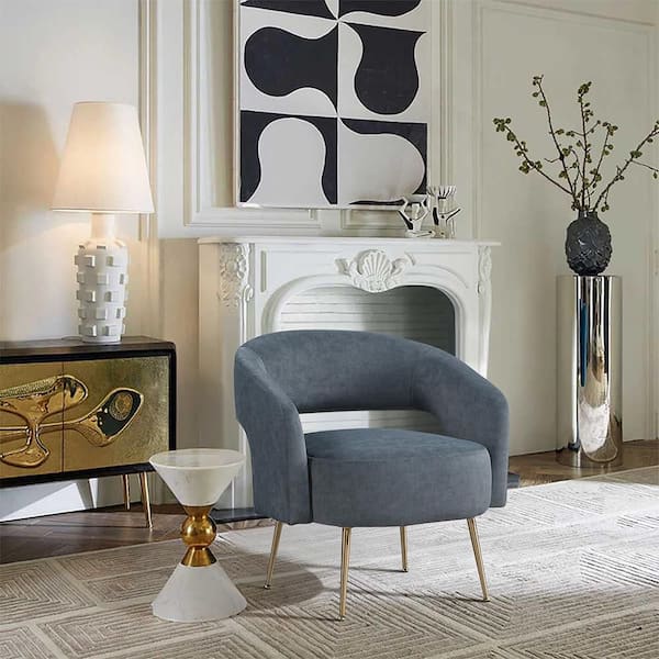 Lazzara Amellia Velvet Upholstery Dark Gray Accent Arm Chair