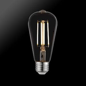 60 Watt Equivalent ST19 Dimmable Straight Filament Dusk to Dawn Vintage Edison LED Light Bulb,  Soft White Light