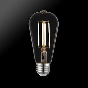 60 Watt Equivalent ST19 Dimmable Straight Filament Dusk to Dawn Vintage Edison LED Light Bulb, Soft White Light