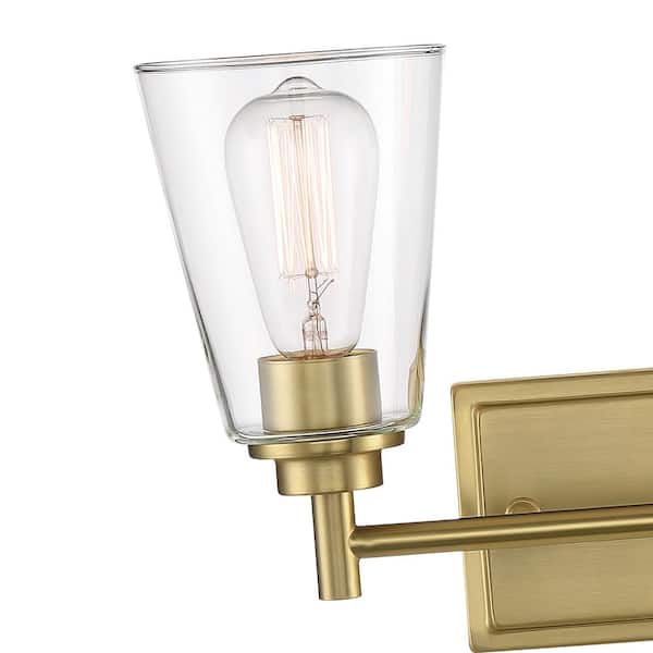 Designers Fountain - Westin 15 in. 2-Light Brushed Gold Industrial Vanity Light with Clear Glass Shades