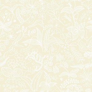 Beige Floral Silhouette Paper Strippable Roll Wallpaper (Covers 57.5 sq. ft.)