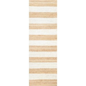 Alisia Stripes Jute Off White 3 ft. x 8 ft. Runner Rug