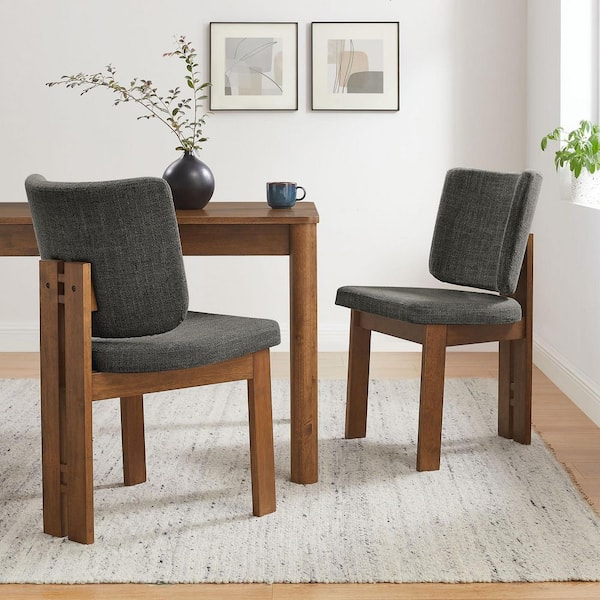 Alba Set Of 2 Armless Upholstered Dining Chairs in Charcoal
