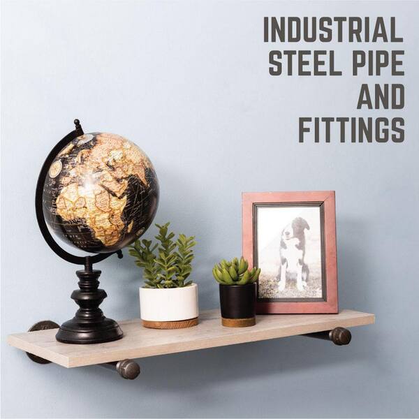 1/2 in. Black Pipe 10 in. L Wall Mounted Shelf Bracket Kit (2-Pack) 1/2 in. Black Pipe 10 in. L Wall Mounted Shelf Bracket Kit (2-Pack)