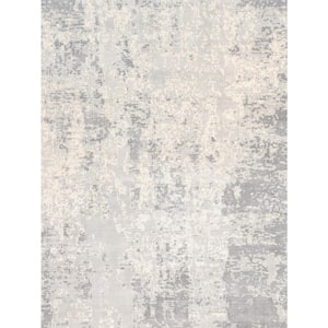Mirage Grey/Ivory 10 ft. x 14 ft. Abstract Silk Area Rug