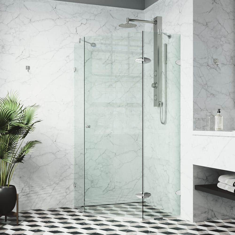 Verona 42" Frameless Neo-Angle Shower Enclosure with Brushed Nickel Hardware