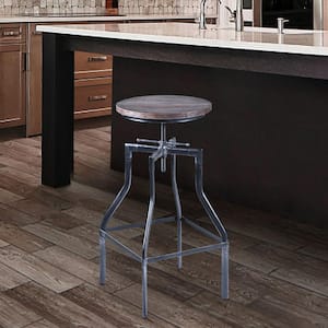 Concord Adjustable Bar Stool in Industrial Grey with Pine Wood Seat