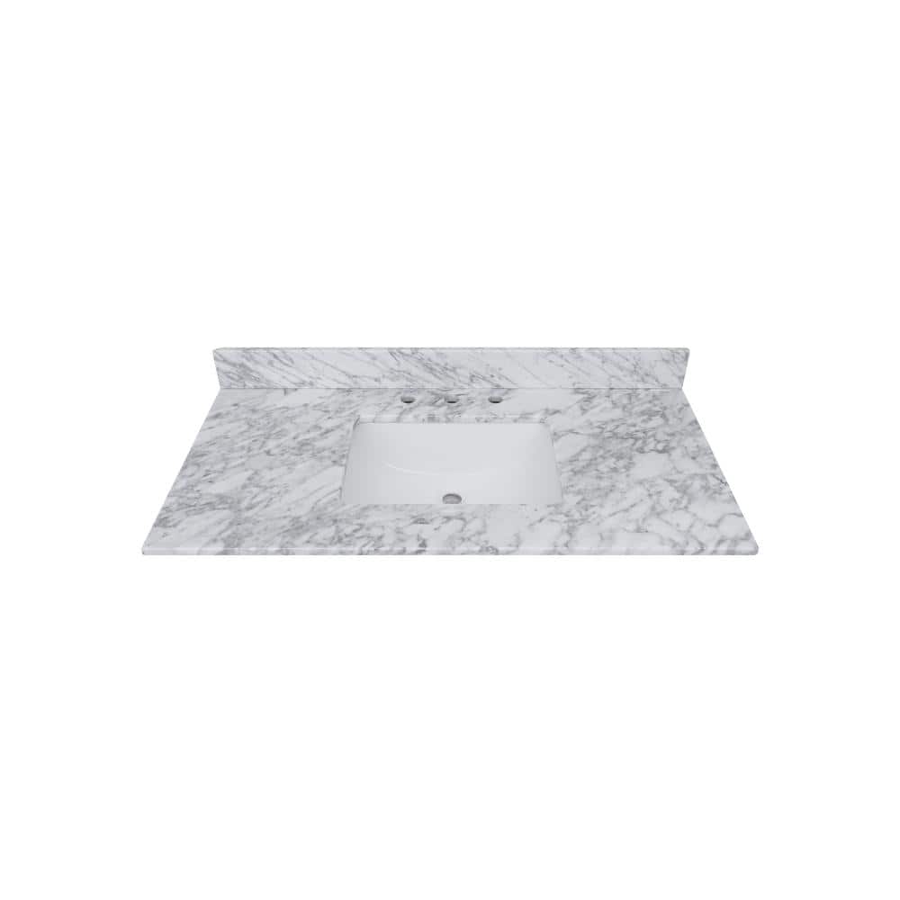 Home Decorators Collection 37 in. W x 22 in D Marble White Rectangular Single Sink Vanity Top in White -  MT37CW