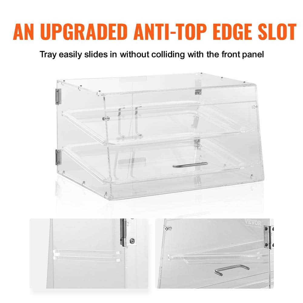 Clear Acrylic 2-Tier Pastry Display Case with Rear Door