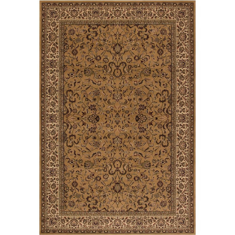 Elegant Gold Persian Classics 3'11" x 5'7" Polypropylene Area Rug
