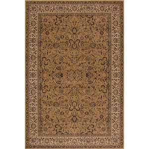 Persian Classic Kashan Gold Rectangle Indoor 9 ft. 3 in. x 12 ft. 10 in. Area Rug