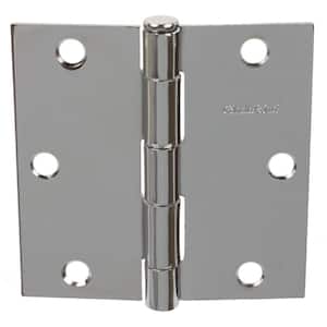 3-1/2 in. Polished Chrome Steel Door Hinges Square Radius with Screws (12-Pack)