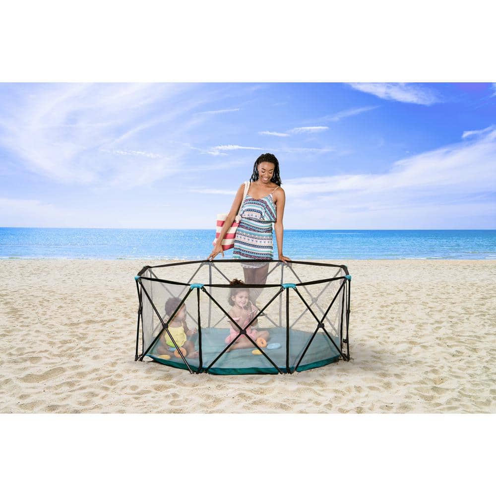 Aqua Blue Steel Portable Indoor/Outdoor Play Yard