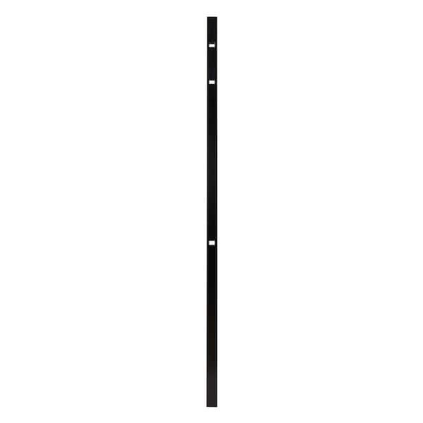 FORTRESS Athens 2 in. x 2 in. x 6 ft. Gloss Black Aluminum Pressed Spear Fence Line Post