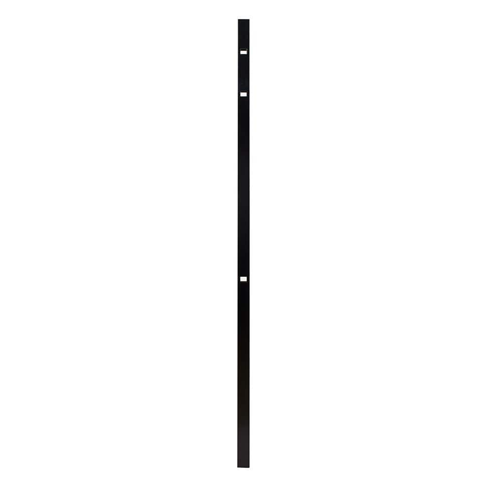 FORTRESS Athens 2 in. x 2 in. x 6 ft. Gloss Black Aluminum Flat Top and Bottom Design Fence Line Post